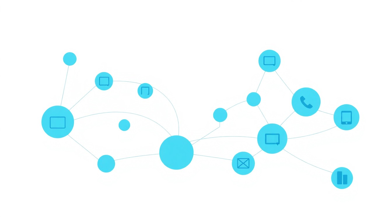 Off-page SEO illustration: interconnected nodes representing websites linked together