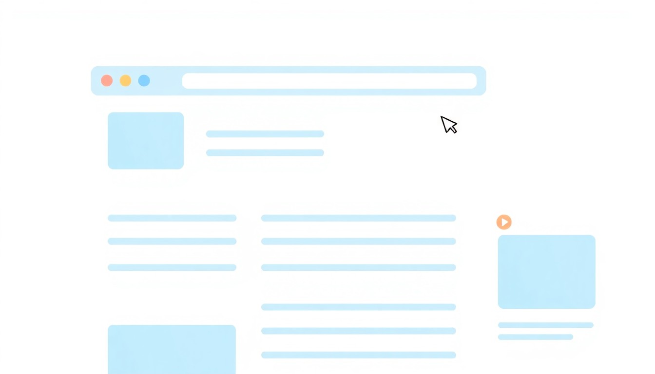 On-page SEO illustration: webpage layout with highlighted title, headings, and image elements